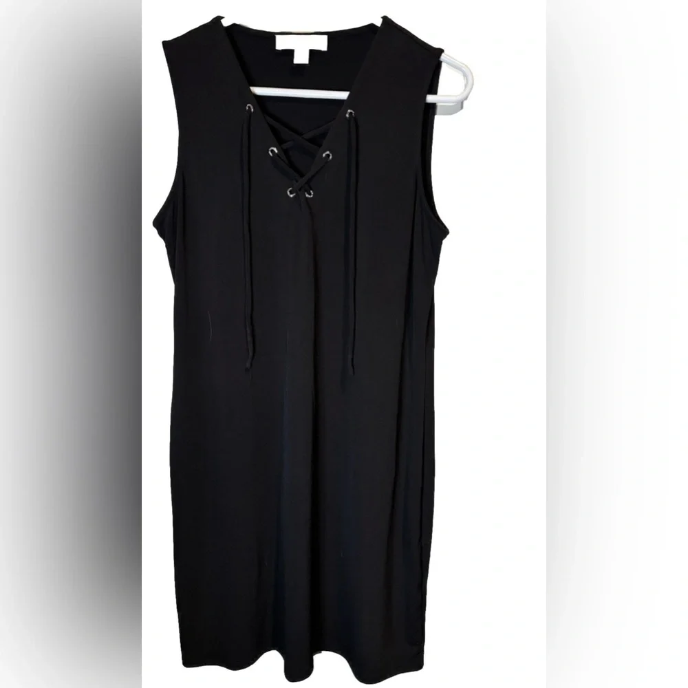 Michael‎ Kors Black Sleeveless V-Neck Tie Dress - Women's Size M